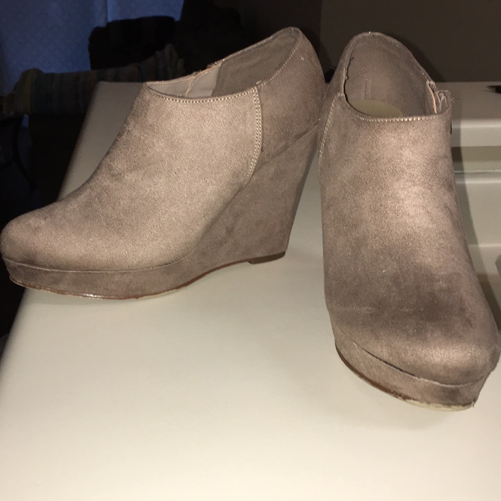 Tall tan booties